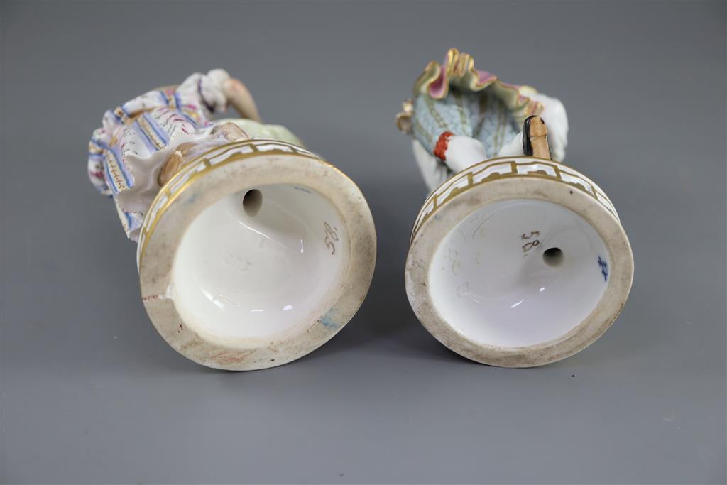 A pair of Meissen figures of a shepherd and shepherdess, 19th century, 18cm high